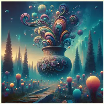 In my dream, a huge pot bubbled with mysterious, shimmering colors swirling within.