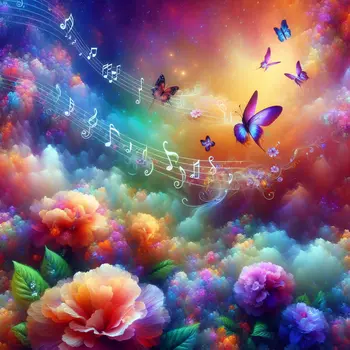 In the dream, vibrant flowers swayed, resonating with soothing humming melodies.