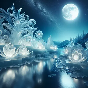 In the dream, sparkling ice sculptures glistened under a silver moonlight.