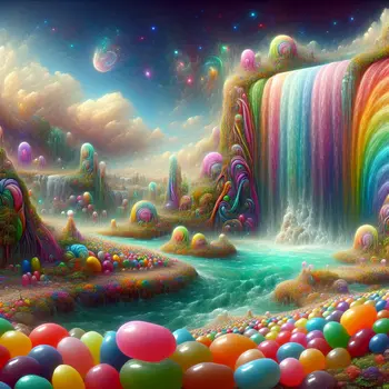 In my dream, a waterfall flowed with rainbow-colored jelly beans cascading down.