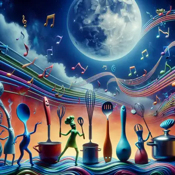 In a dream, dancing kitchen utensils sang songs of culinary delight.