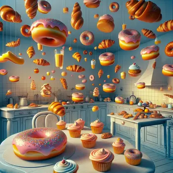 In a dream, the kitchen overflowed with glowing, floating pastries and laughter.