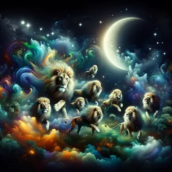 In my dream, roaring lions danced under a moonlit sky, wild and free.