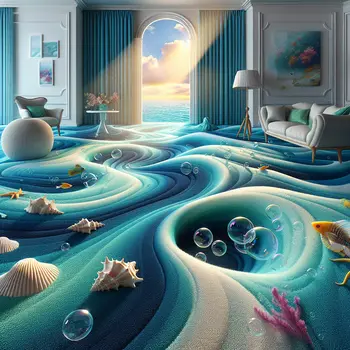 In my dream, the living room carpet transformed into a vibrant ocean wave.