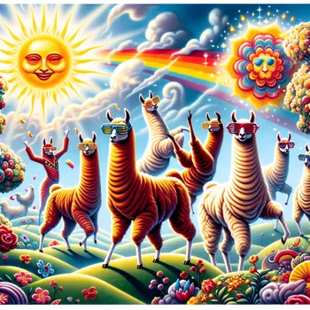 In my dream, llamas wearing sunglasses danced joyfully under a bright sun.