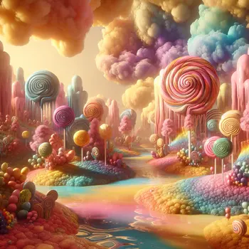 In my dream, rainbow lollipops floated gently through a candy-colored sky.