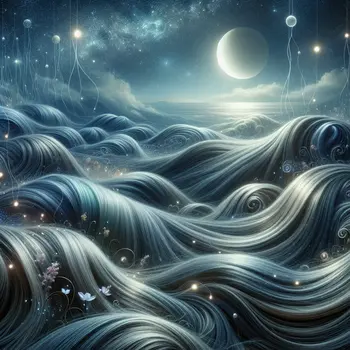 In the dream, long hair flowed like waves, whispering secrets of the night.