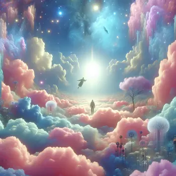 In my dream, I floated above soft, shimmering marshmallow clouds, feeling weightless.