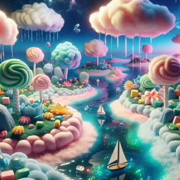 In my dream, fluffy marshmallow islands floated beneath cotton candy clouds.