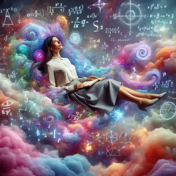 In a dream, my math teacher floats, equations swirling around like clouds.