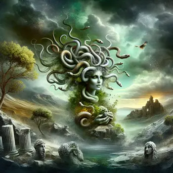 In my dream, Medusa's gaze turned the world to stone, silent screams echoed.