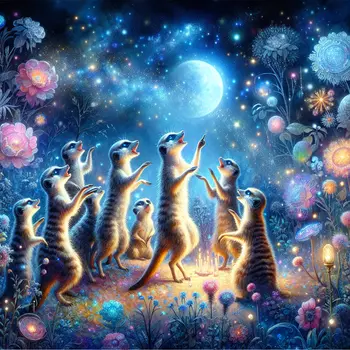 In my dream, meerkats danced under a moonlit sky, singing joyfully together.