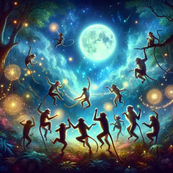 In my dream, monkeys danced under a moonlit sky, mischievous and carefree.