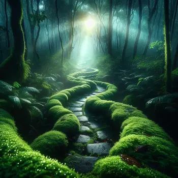 In my dream, a moss covered path beckoned under a silvery moonlight.