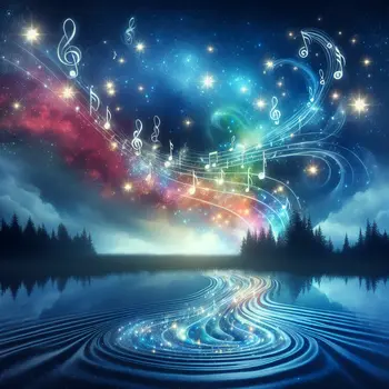 In a dream, ethereal music flowed from shimmering stars, lighting the night.