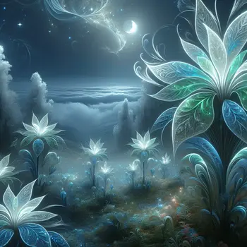 In the dream, glowing mystical plants whispered ancient secrets under a silver moon.