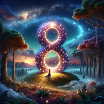 In the dream, a giant number 8 glows under a starry sky.