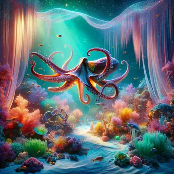 In my dream, an octopus danced gracefully through shimmering underwater gardens.