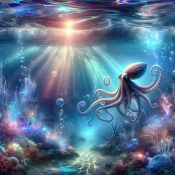 In a vivid dream, octopuses danced gracefully beneath a shimmering underwater sky.