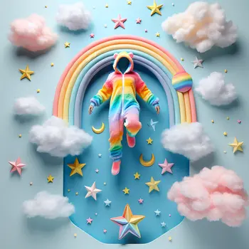 In my dream, I floated through clouds, wearing a vibrant, cozy onesie.