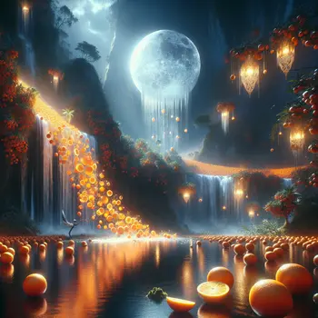 In my dream, a river of oranges flowed under a silver moonlight.