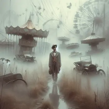 In the dream, an outsider wandered through a foggy, abandoned carnival, lost.