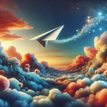 In the dream, a paper airplane soared through clouds, dancing with the wind.