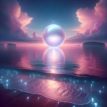 In my dream, a glowing pearl floated above a tranquil ocean.