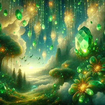 In my dream, shimmering peridot draped the landscape like vibrant emerald rain.