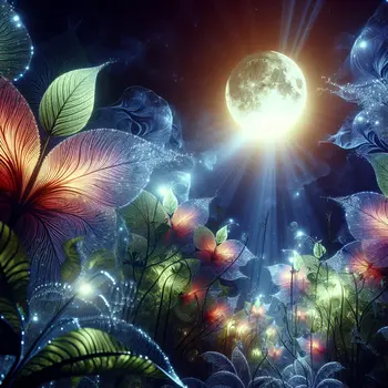 In my dream, vibrant plants whispered secrets under the glowing moonlight.