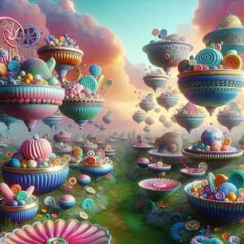 In my dream, colorful Play-Doh dishes floated in a candy-colored sky.