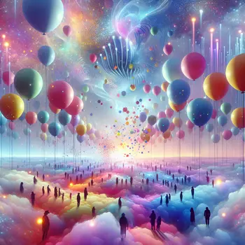 In the dream, colorful balloons burst, echoing haunting popping sounds everywhere.