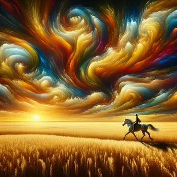 In my dream, I'm riding a horse through a golden, endless field.