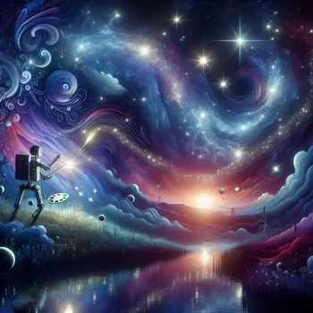 In the dream, a robot painted stars across a dark, swirling sky.