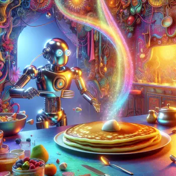 In my dream, a robotic pancake flipped itself with perfect precision, glowing delightfully.