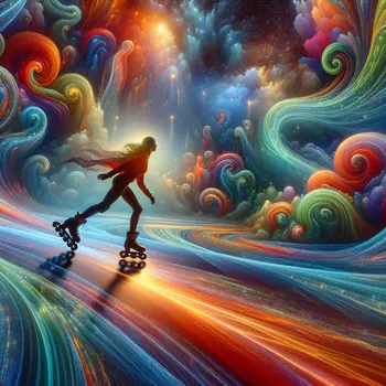 In a dream, I soared on rollerblades, gliding through vibrant, swirling colors.