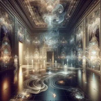 In the dream, a vast room echoed whispered secrets and forgotten memories.