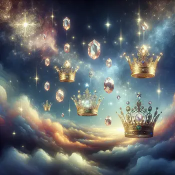 In a dream, golden crowns dazzled under a starlit sky of royalty.