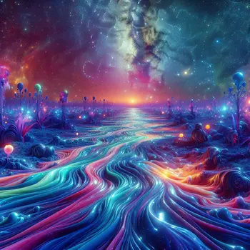 In my dream, rivers flowed with endless, vibrant sauce, glimmering under stars. In my dream, rivers flowed with endless, vibrant sauce, glimmering under stars.