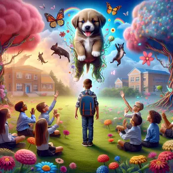 In my dream, the school bully transformed into a friendly puppy, surprising everyone. In my dream, the school bully transformed into a friendly puppy, surprising everyone.