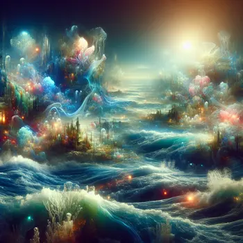 In the dream, shimmering light danced across waves, illuminating hidden realms beneath.