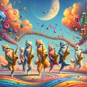 In my dream, dancing cats played silly music on flying saxophones.