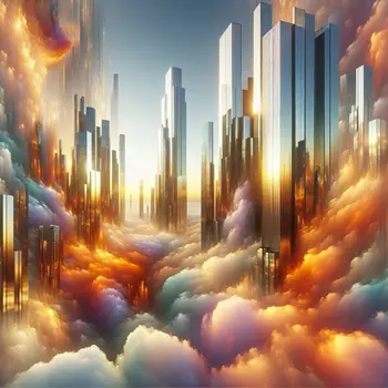 In my dream, towering skyscrapers danced among clouds, shimmering in golden light.