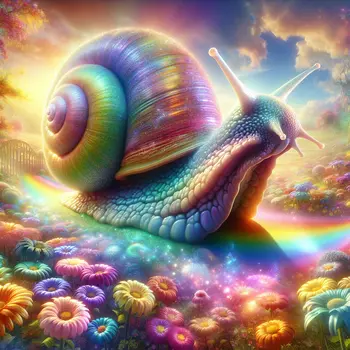 In my dream, a giant snail glided gracefully across a rainbow garden.