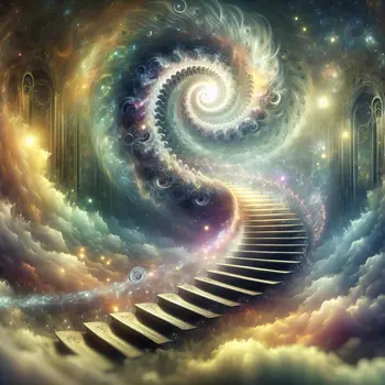 In my dream, a spiraling staircase led to glowing, unknown realms above.