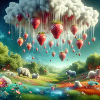 In my dream, strawberries rained down from fluffy clouds, sweetening the air.