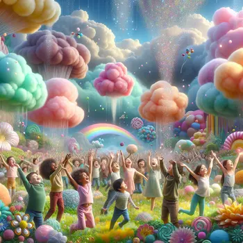 In my dream, children danced joyfully, catching sparkling drops of sugar rain.