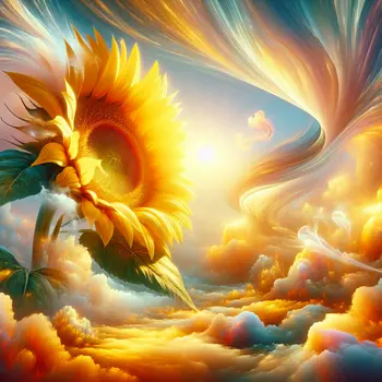 In my dream, a giant sunflower whispered secrets under a radiant sky.