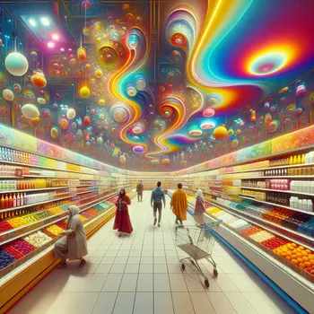 In my dream, the supermarket aisles twisted into surreal, kaleidoscopic patterns.