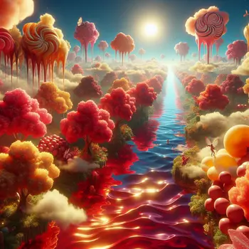 In a dream, rivers of sweet syrup flowed under candy-coated trees.